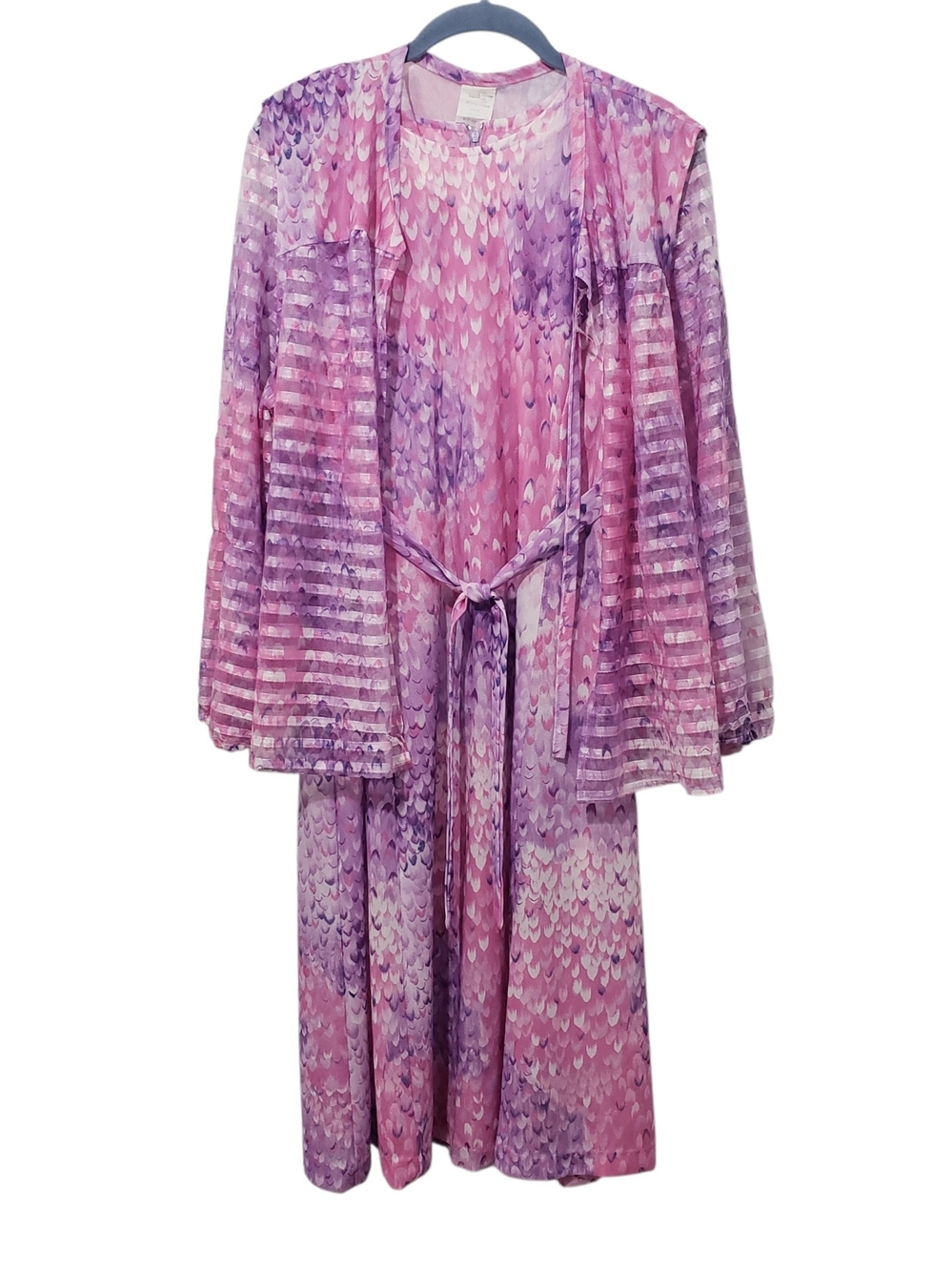 VTG 70's Two-Piece Pink & Purple Printed Dress Vest Set | XXL 22 1/2